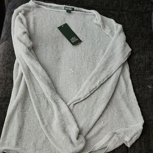 SILVER SHEER OVERSIZED Undone Sweater Top NWT